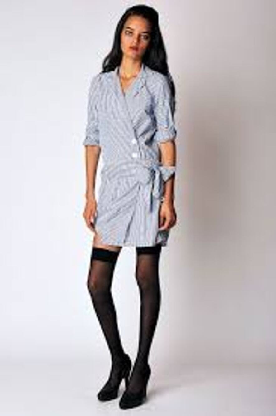 Organic by John Patrick Spring 2010 Striped Wrap Shirt Dress